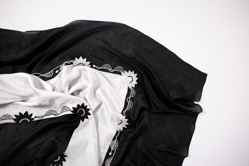 Hand Embroidered Scarf- Black and White
